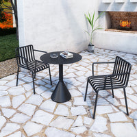 Outdoor Balcony Bistro Set, Wrought Iron Cafe Table and Chairs for Patio Garden