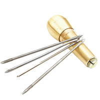 Copper Awl Set for Shoe Repair and Leather Crafting, Hand Stitching Tool Kit with Straight and Curved Hooks