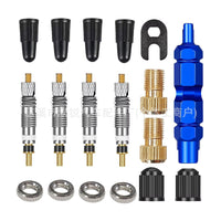 Bicycle Presta to Schrader Valve Adapter Kit with Dust Caps