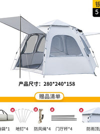 Large Hexagonal Automatic Pop-Up Tent for Camping, Outdoor Recreation, and Travel - 4 Season Universal