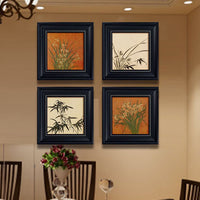 Vintage French Style Bamboo & Orchid Wall Art for Entryway, Living Room, Dining Room