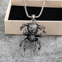 Vintage Stainless Steel Spider Pendant Necklace for Halloween