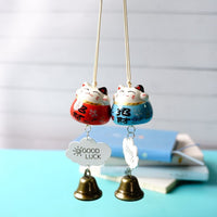 Ceramic Lucky Cat Wind Chime Bell Ornament Japanese Style Souvenir Craft