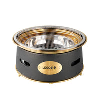 Commercial Round Charcoal Grill with Non-Stick or Stainless Steel Griddle for Korean BBQ