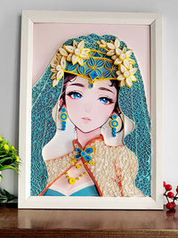 Ethnic Minority Paper Quilling Art Kit with Frame for Beginners