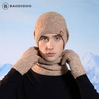 Winter Knit Beanie Hat Scarf and Gloves Set for Men and Women, Outdoor Cycling Warm Ear Protection