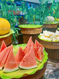 Commercial Buffet Fruit Display Stand with Imitation Woven Basket