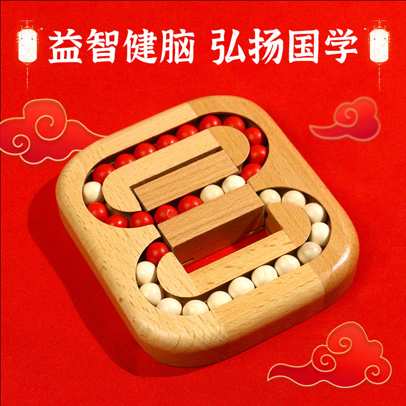 Wooden Ball Maze Puzzle Game for Adults, Beechwood Interactive Tabletop Brain Teaser Toy