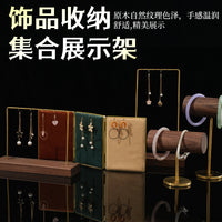 Wooden Jewelry Display Stand Foldable Organizer for Necklaces Rings Earrings Bracelets