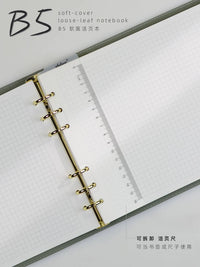 B5 Soft Leather 6-Ring Binder Notebook with Detachable Pages for Journaling, Notes, or Sketching