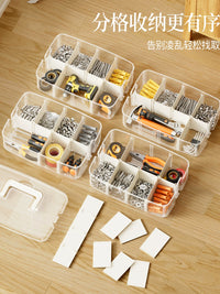 Multi-layer Transparent Storage Box with Handle, Portable Organizer for Tools, Hardware, and Crafts