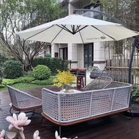 Nordic Outdoor Wicker Sofa Set with Solid Wood Frame for Patio Garden Villa