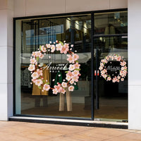 Cherry Blossom Wreath Window Clings for Spring Decor