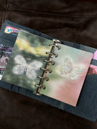 GIGNAC Original Denim Plaid Portable Notebook A5 Loose-Leaf Planner with Grid Pages