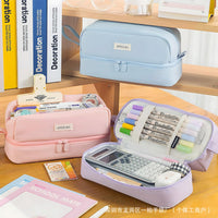 Large Capacity Double-Layer Pencil Case for Girls, Multi-functional Stationery Organizer