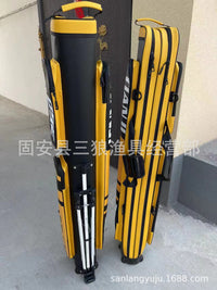 Fishing Rod Bag Double Layer with Stand Large Capacity PU Waterproof Hard Shell