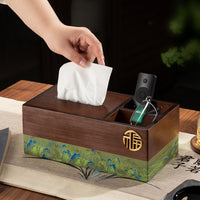 Luxury New Chinese Style Solid Wood Tissue Box for Living Room Coffee Table, Creative Remote Control Storage Box