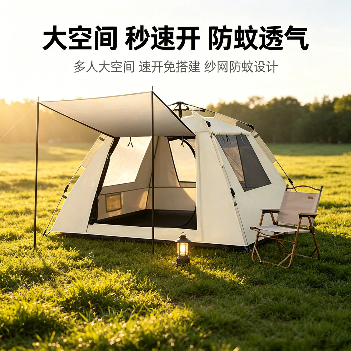 Automatic Pop-Up Camping Tent with Rainproof and Thickened Design for Outdoor Overnight Stays