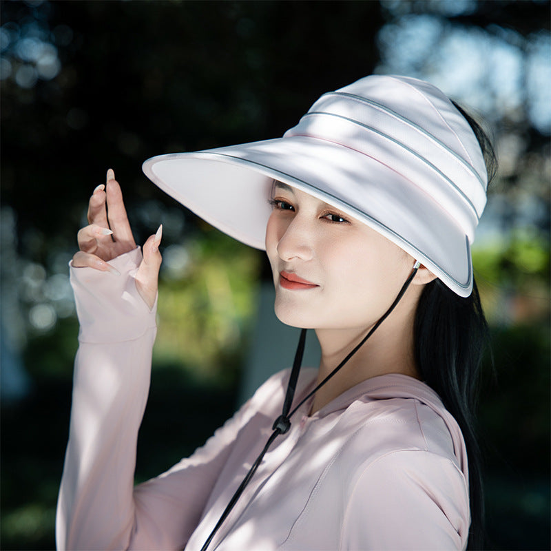 Summer Korean Style Wide Brim Sun Visor for Women Outdoor UV Protection Foldable Empty Top Hat