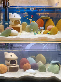 Ceramic Mushroom House Aquarium Ornament with Hiding Cave for Fish and Shrimp