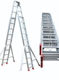 Mingchuan Heavy-Duty Aluminum Telescoping Ladder, A-Frame, Double-Sided Extension Ladder for Engineering Work