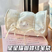 Cute Cat Bow Pencil Case for Students, Large Capacity Stationery Pouch