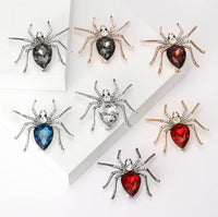Trendy Alloy Rhinestone Spider Brooch for Halloween Costumes and Apparel