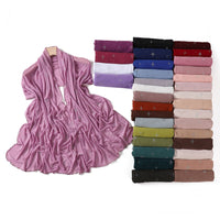 Women's Summer Meteor Hot Drill Mesh Long Scarf Elastic Solid Color Headscarf Shawl