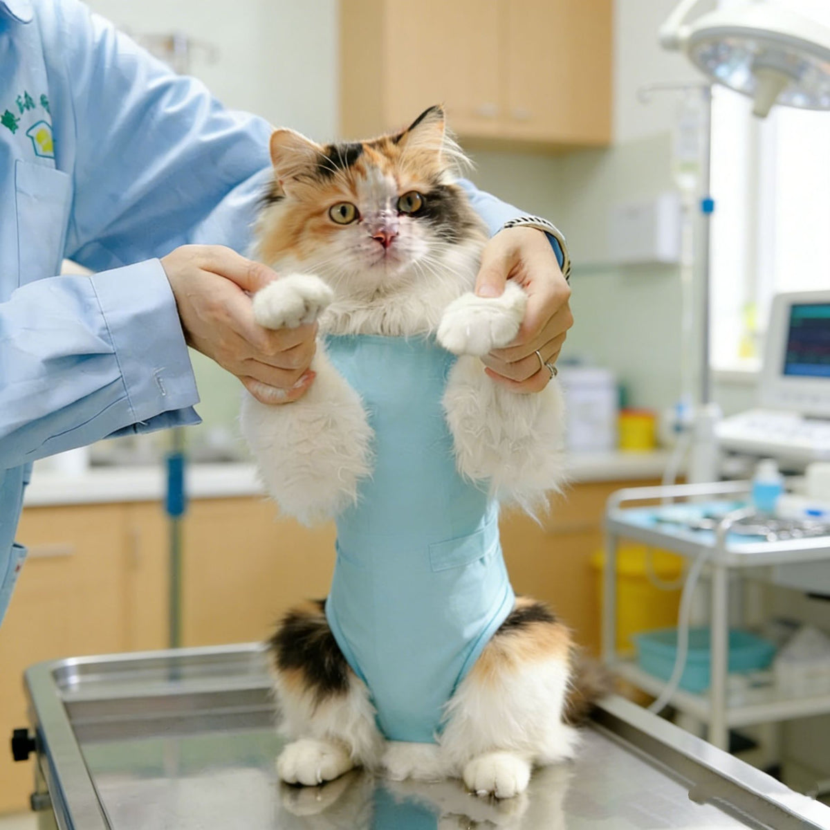 Pet Recovery Suit for Cats - Post-Surgery Anti-Lick Breathable Elastic Bodysuit with Adjustable Straps