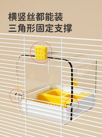 External Bird Bath and Feeder for Cages, Anti-Splash Transparent Bird House with Feeding Tray
