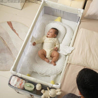 Portable Baby Crib with Adjustable Height, Co-Sleeping Bassinet for Newborns, Multi-functional Bedside Sleeper with Wheels
