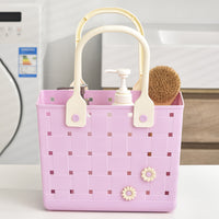 Portable Storage Basket with Handle for Home Outdoor Use, Draining Organizer for Vegetables, Toiletries, and Sundries