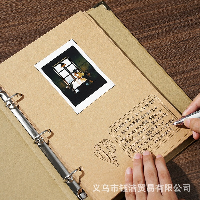 DIY Loose-Leaf A4/B5 Album Notebook with Kraft Paper Pages for Students, Growth Commemorative Scrapbook