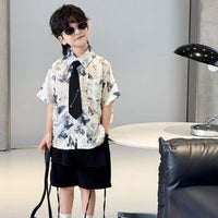 TOTTIE Boys' Vintage Print Shirt & Shorts Set for Performances