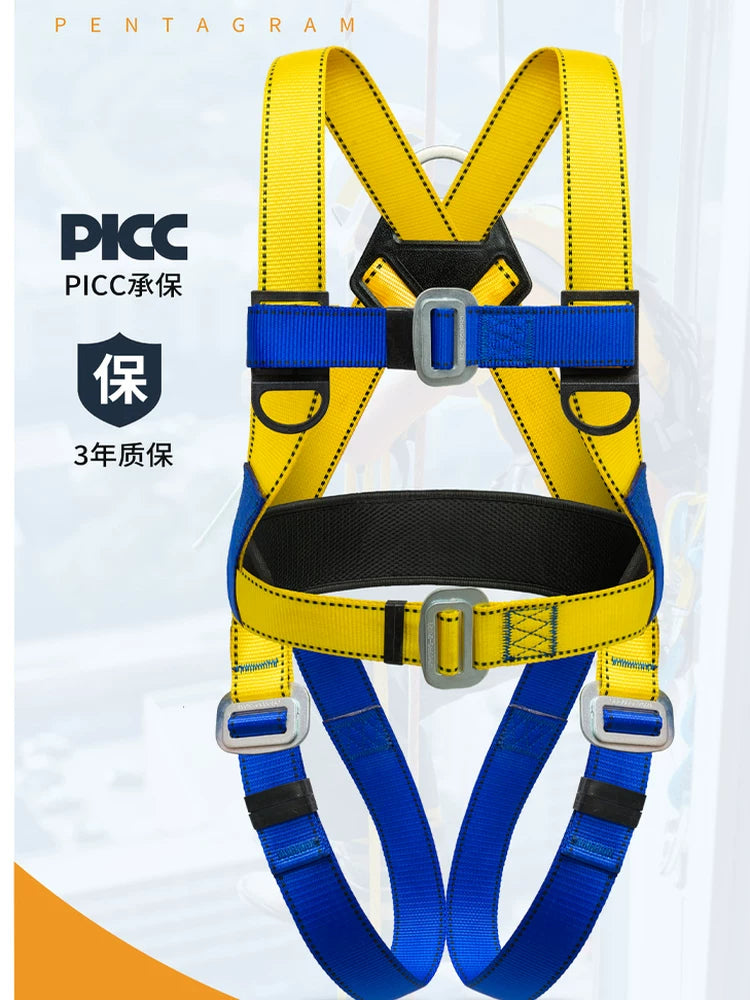 Full Body Safety Harness with Lanyard and Hooks for Fall Protection