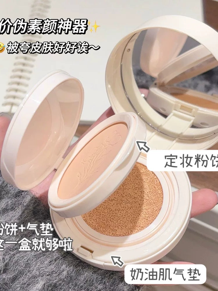 Air Cushion Powder & Creamy Skin Foundation, Long-Lasting, Oil Control, Waterproof Concealer for Female Students