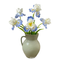 Premium Artificial Iris Flower Arrangement with Vintage Vase for Home Decor, Wedding Centerpieces, and Shop Window Displays