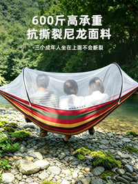 Anti-Mosquito Hammock with Net and Anti-Roll Design, Portable Outdoor Double Hammock for Camping and Travel