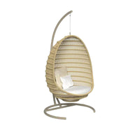 Outdoor Indoor Rattan Woven Egg Chair Swing with Stand for Balcony Garden Patio
