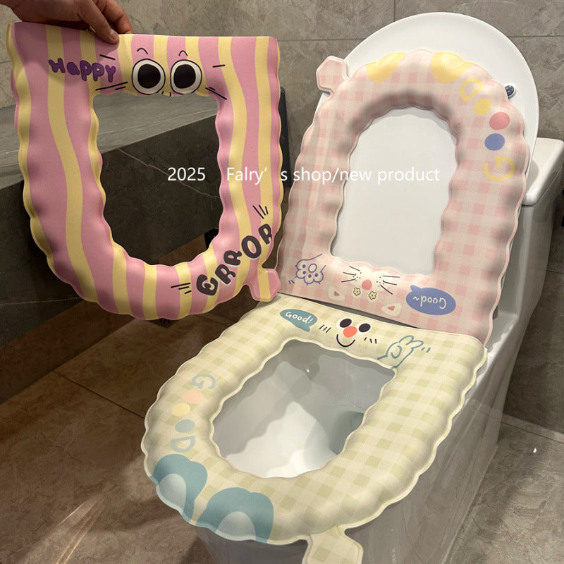 Cute Cartoon Universal Toilet Seat Cover Mat, Waterproof Washable Reusable Toilet Seat Cushion for All Seasons