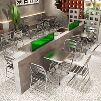 Industrial Style Stainless Steel Folding Dining Table and Chair Set for Restaurants and Outdoor Use