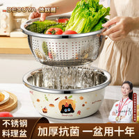 Stainless Steel Multi-Purpose Basin with Drainer for Baby Bottles, Vegetables, and Rice Washing