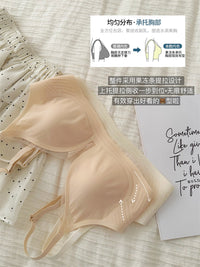 Petal Cup Seamless Bra for Women, Thin Summer Style, Minimizing and Push-Up, 7A Antibacterial Cooling