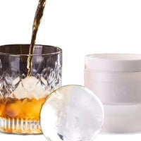 2-in-1 Large Round Ice Ball Maker Mold for Home & Dorm, Quick Freeze Silicone Ice Cube Tray