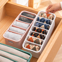 Household Clothes Storage Box with Lid, Divided Organizer for Underwear and Pants, Plastic