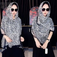 Double-Layer Hooded Scarf Shawl with Magnetic Closure for Women - Thin Sun Protection Head Wrap