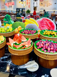 Commercial Buffet Fruit Display Stand with Imitation Woven Basket