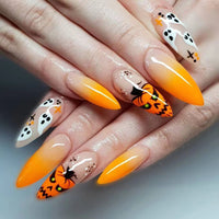Halloween Stiletto Press-On Nails with Spooky Designs