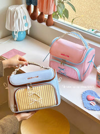 Large Capacity Portable Travel Makeup Bag with Brush Organizer and Compartments