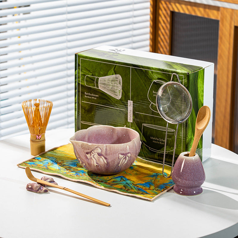 Japanese Ceramic Matcha Tea Set with Whisk and Bowl, Gift Boxed